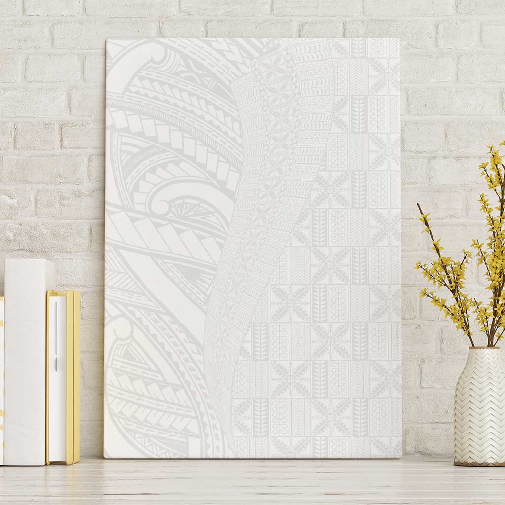 Niue White Sunday Canvas Wall Art Hiapo Tribal Art Tattoos LT03 Without Frame White - Polynesian Pride