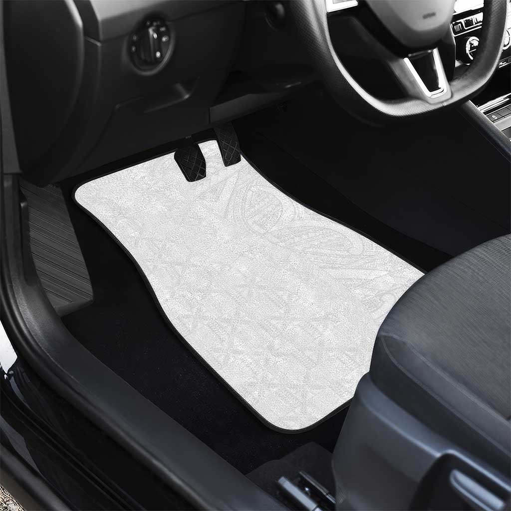 Niue White Sunday Car Mats Hiapo Tribal Art Tattoos - Polynesian Pride