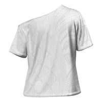 Niue White Sunday Cross Shoulder Shirt Hiapo Tribal Art Tattoos LT03 - Polynesian Pride