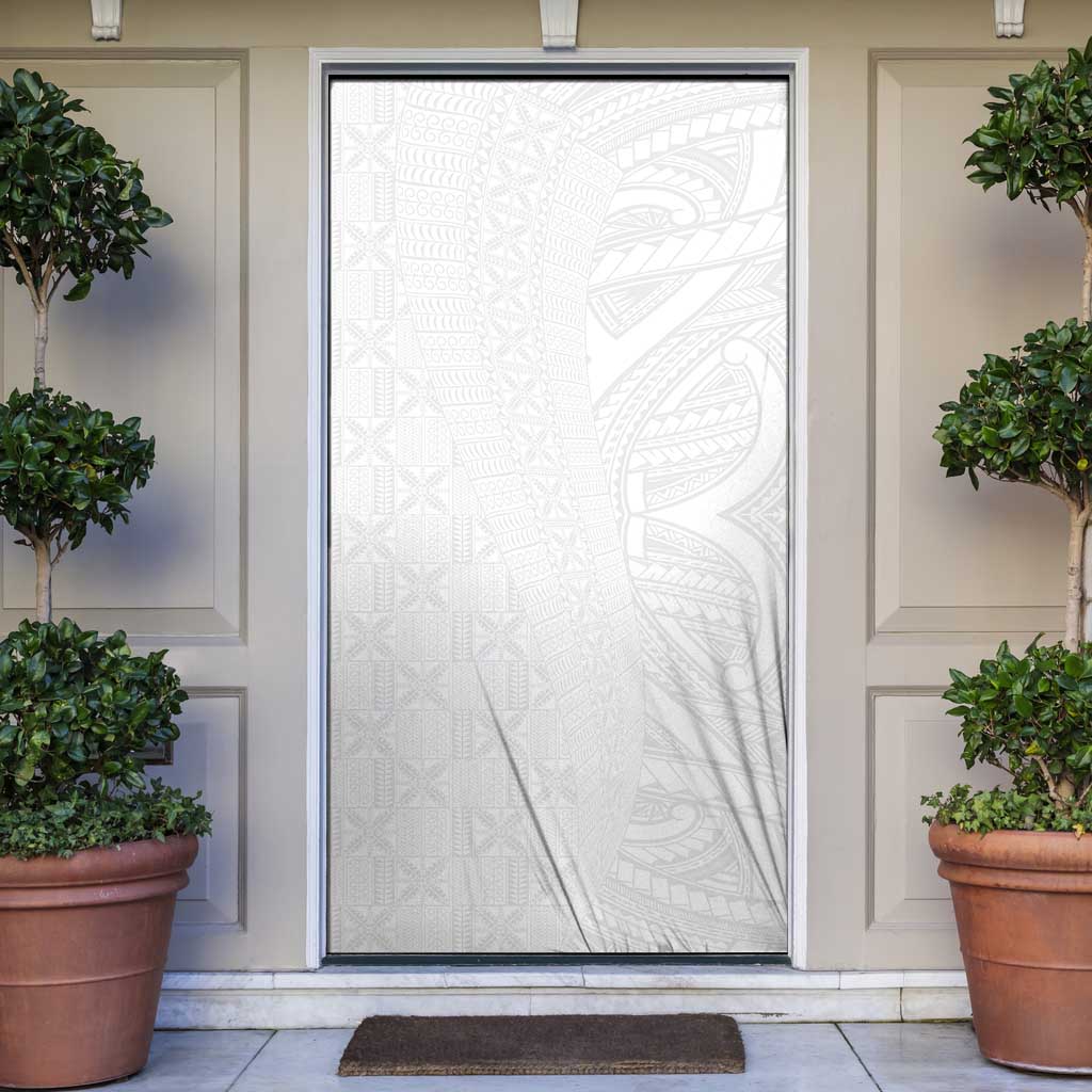 Niue White Sunday Door Cover Hiapo Tribal Art Tattoos LT03 White - Polynesian Pride