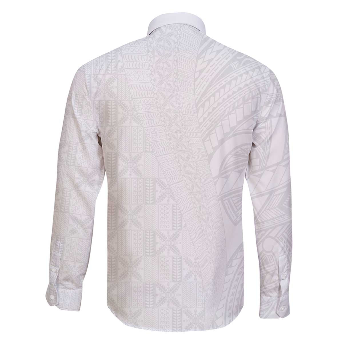 Niue White Sunday Family Matching Off The Shoulder Long Sleeve Dress and Hawaiian Shirt Hiapo Tribal Art Tattoos - Polynesian Pride