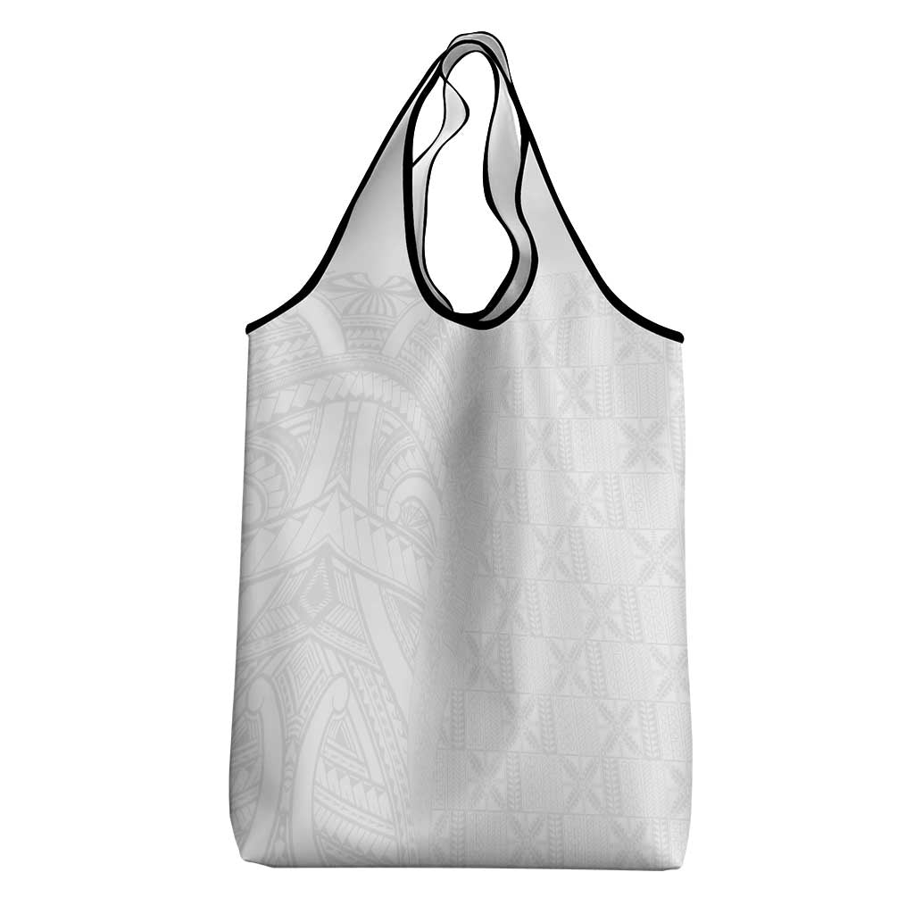 Niue White Sunday Grocery Bag Hiapo Tribal Art Tattoos LT03 - Polynesian Pride