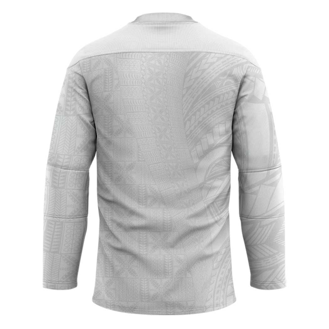 Niue White Sunday Hockey Jersey Hiapo Tribal Art Tattoos LT03 - Polynesian Pride