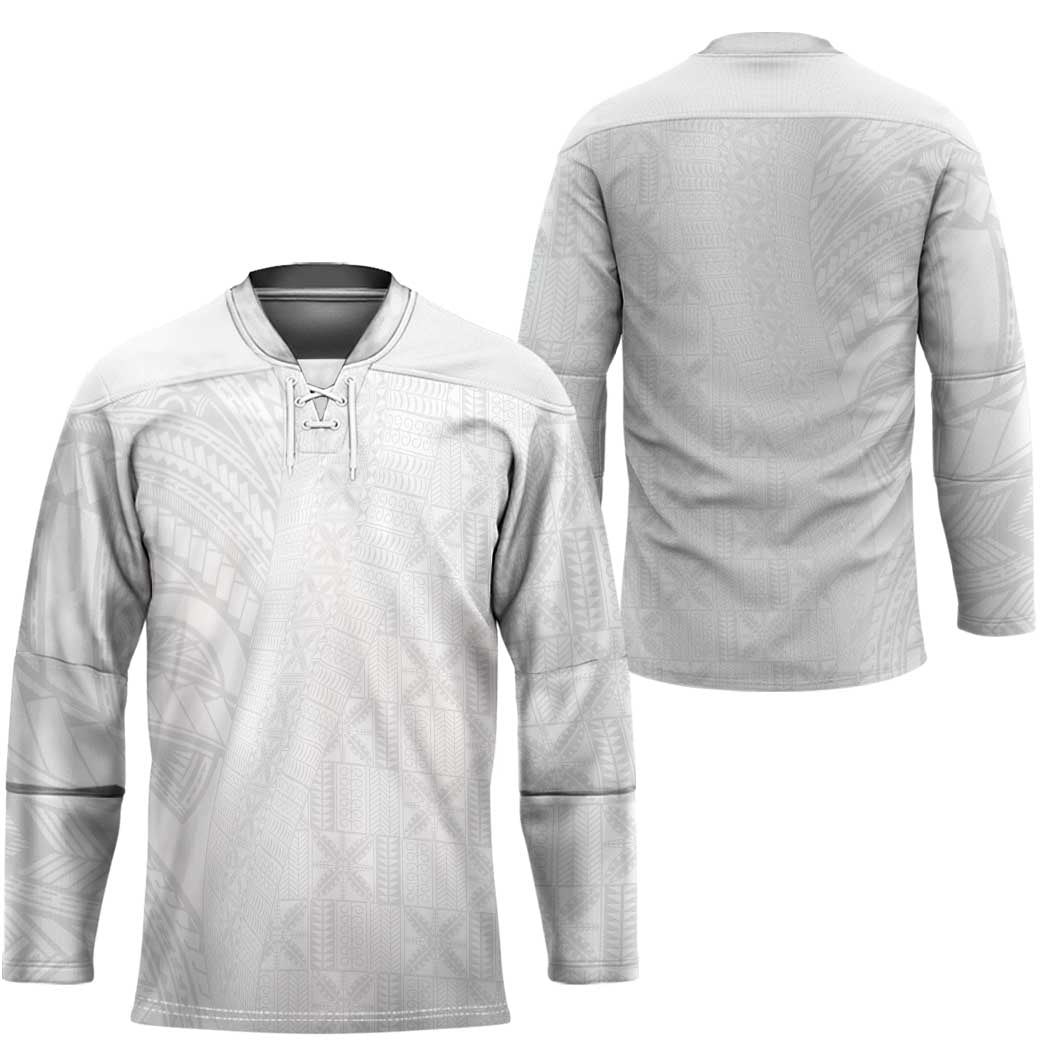 Niue White Sunday Hockey Jersey Hiapo Tribal Art Tattoos LT03 - Polynesian Pride