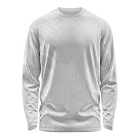 Niue White Sunday Long Sleeve Shirt Hiapo Tribal Art Tattoos LT03 Unisex White - Polynesian Pride