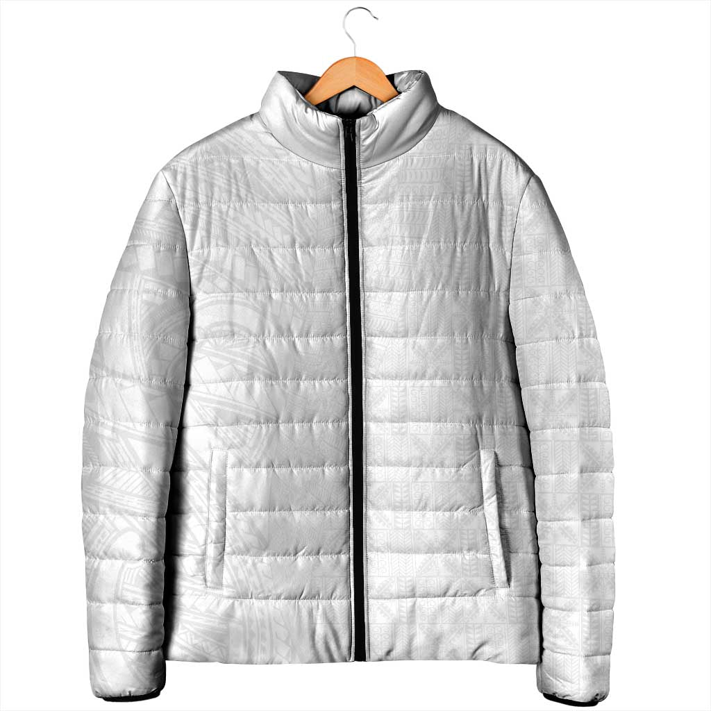 Niue White Sunday Padded Jacket Hiapo Tribal Art Tattoos LT03 - Polynesian Pride