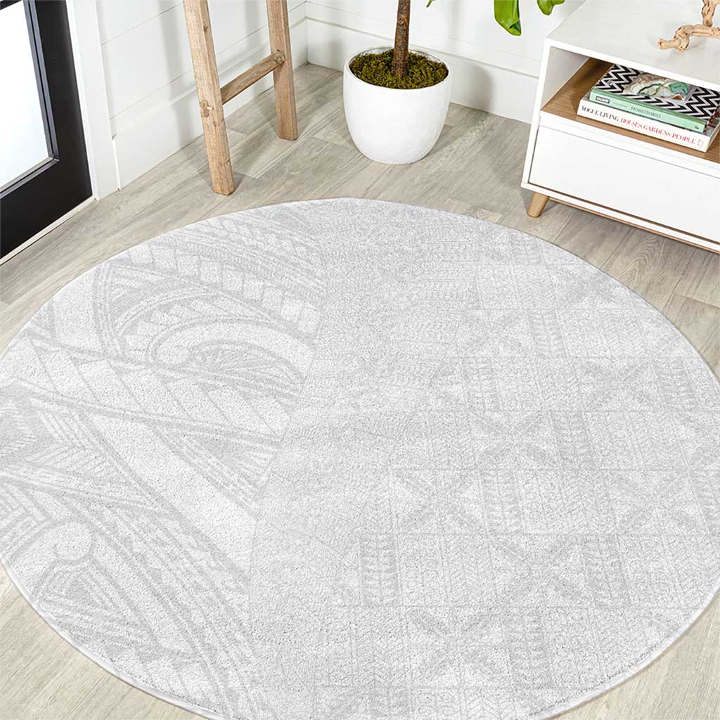 Niue White Sunday Round Carpet Hiapo Tribal Art Tattoos - Polynesian Pride