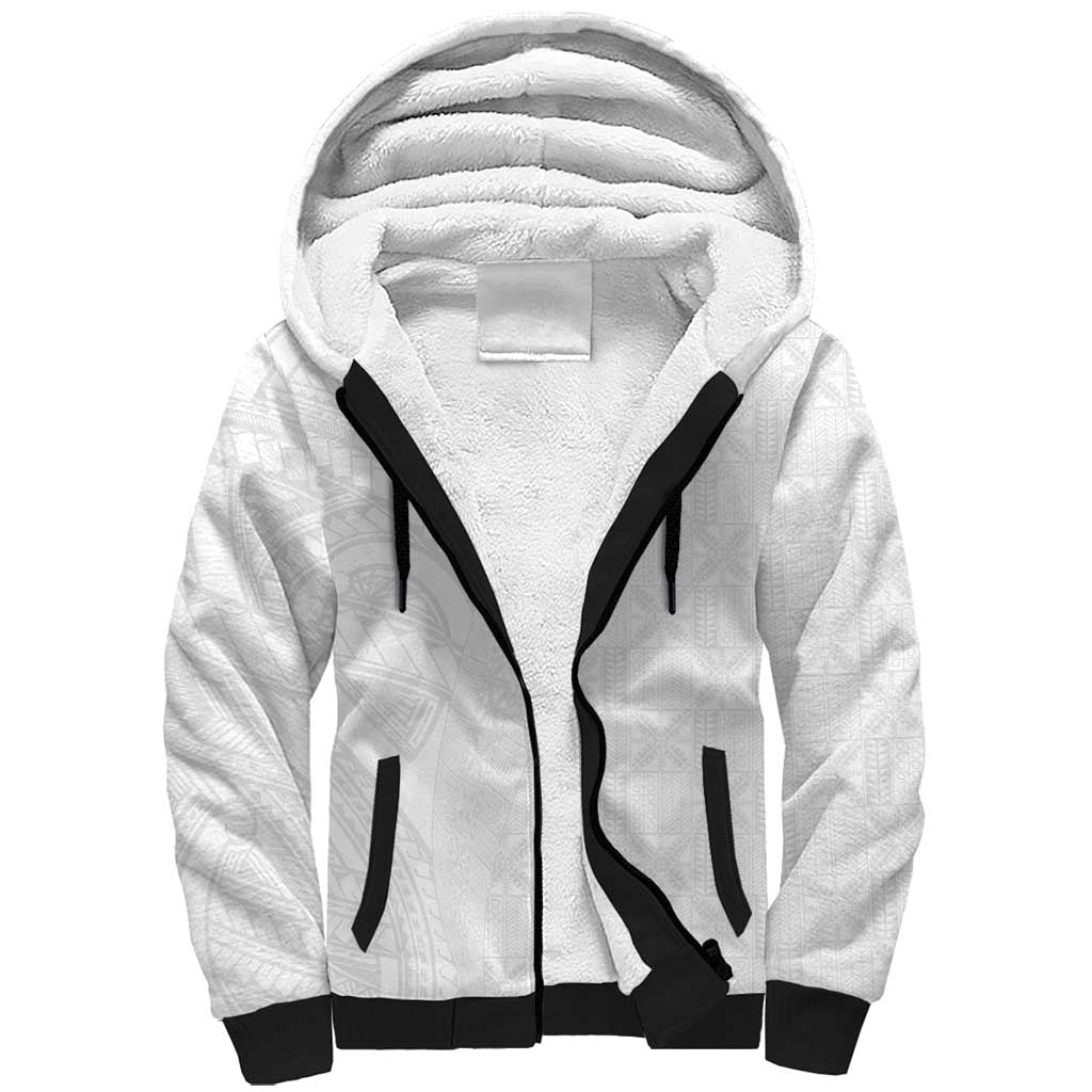 Niue White Sunday Sherpa Hoodie Hiapo Tribal Art Tattoos LT03 Unisex White - Polynesian Pride