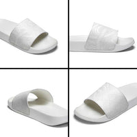 Niue White Sunday Slide Sandals Hiapo Tribal Art Tattoos - Polynesian Pride