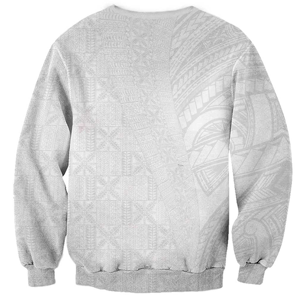 Niue White Sunday Sweatshirt Hiapo Tribal Art Tattoos LT03 - Polynesian Pride