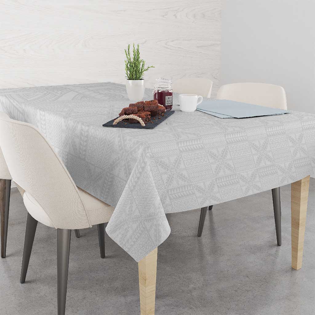 Niue White Sunday Tablecloth Hiapo Tribal Art Tattoos LT03 - Polynesian Pride