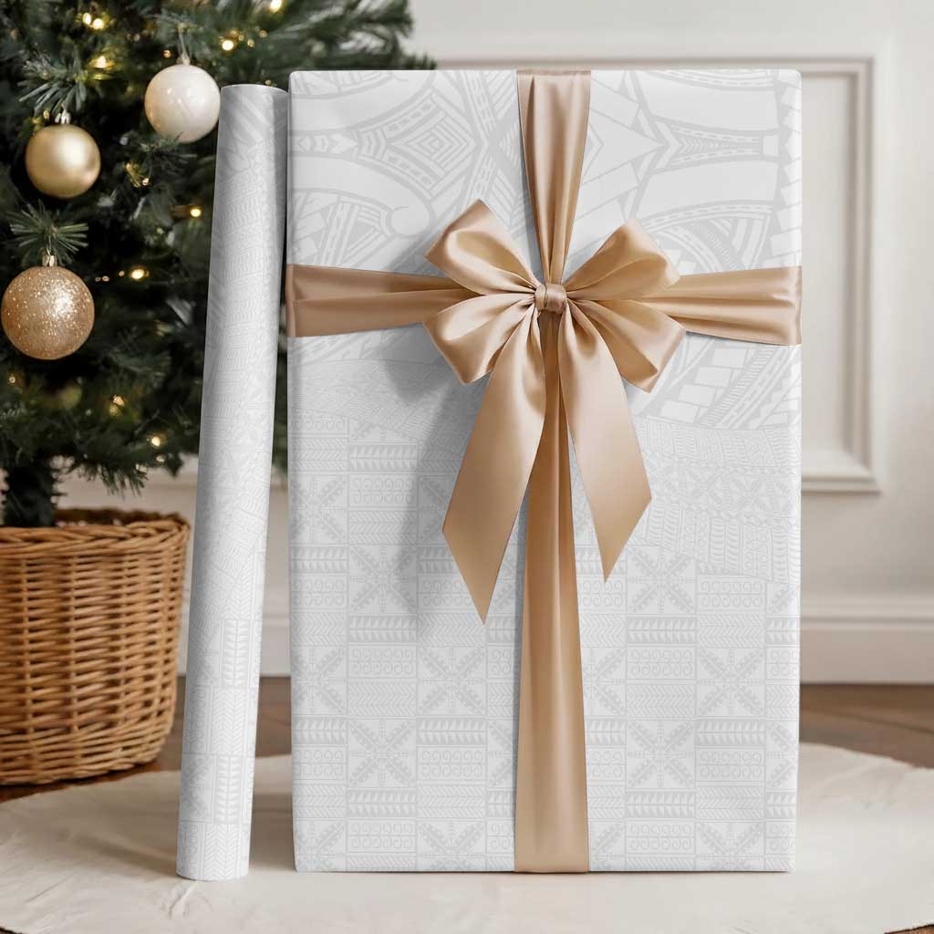 Niue White Sunday Wrapping Paper Hiapo Tribal Art Tattoos - Polynesian Pride