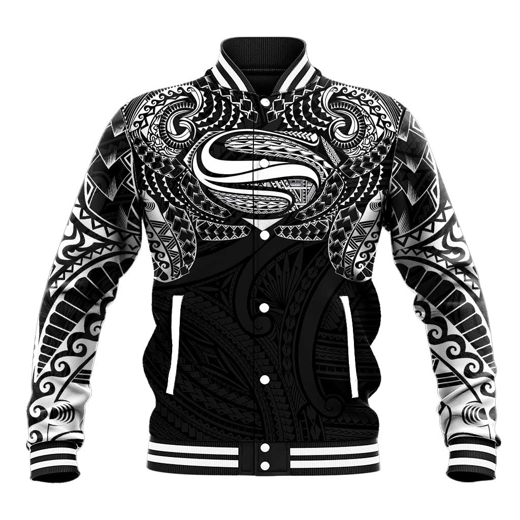 Super Samoan Traditional Tribal Art Tattoos Baseball Jacket Black Color LT03 Unisex Black - Polynesian Pride
