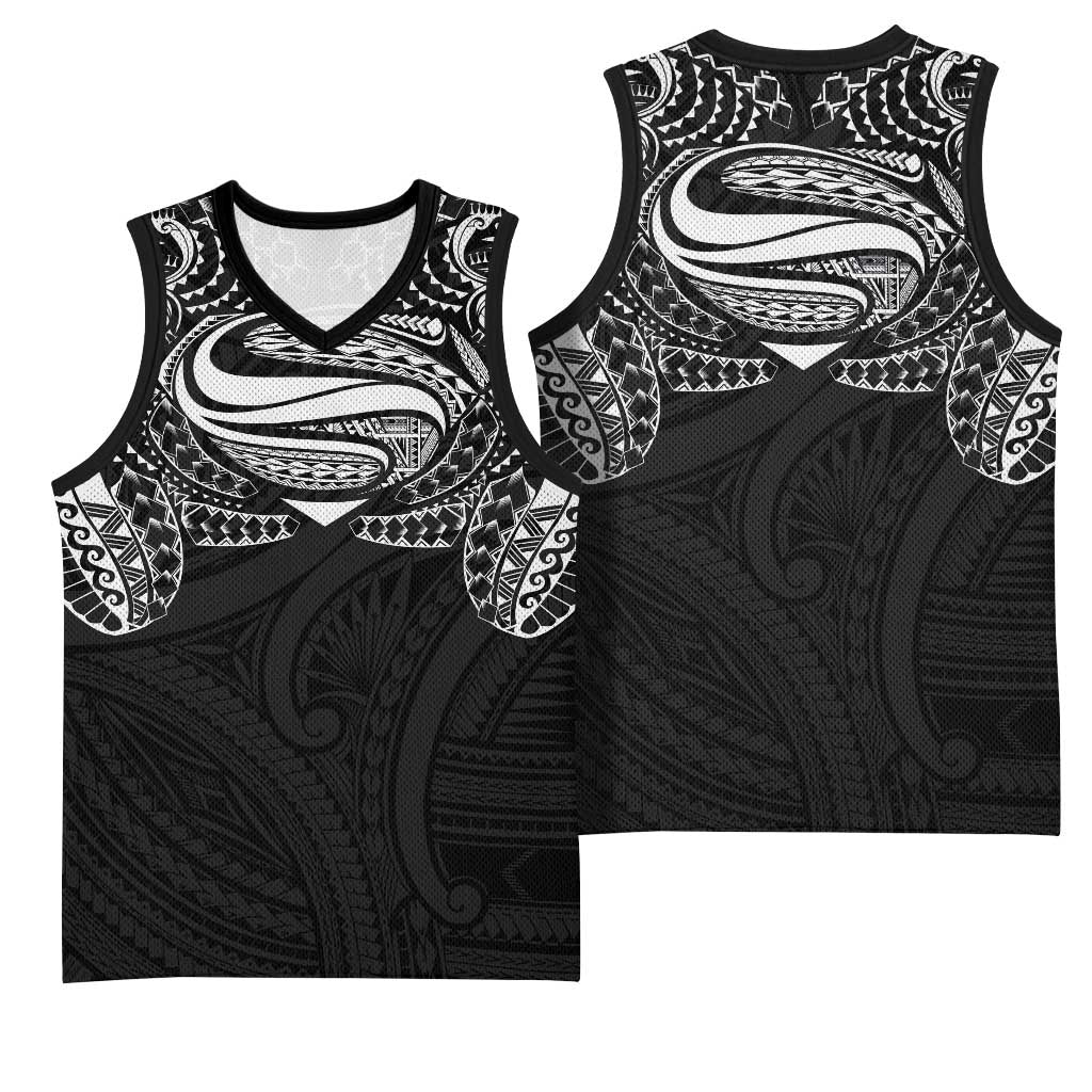 Super Samoan Traditional Tribal Art Tattoos Basketball Jersey Black Color LT03 - Polynesian Pride