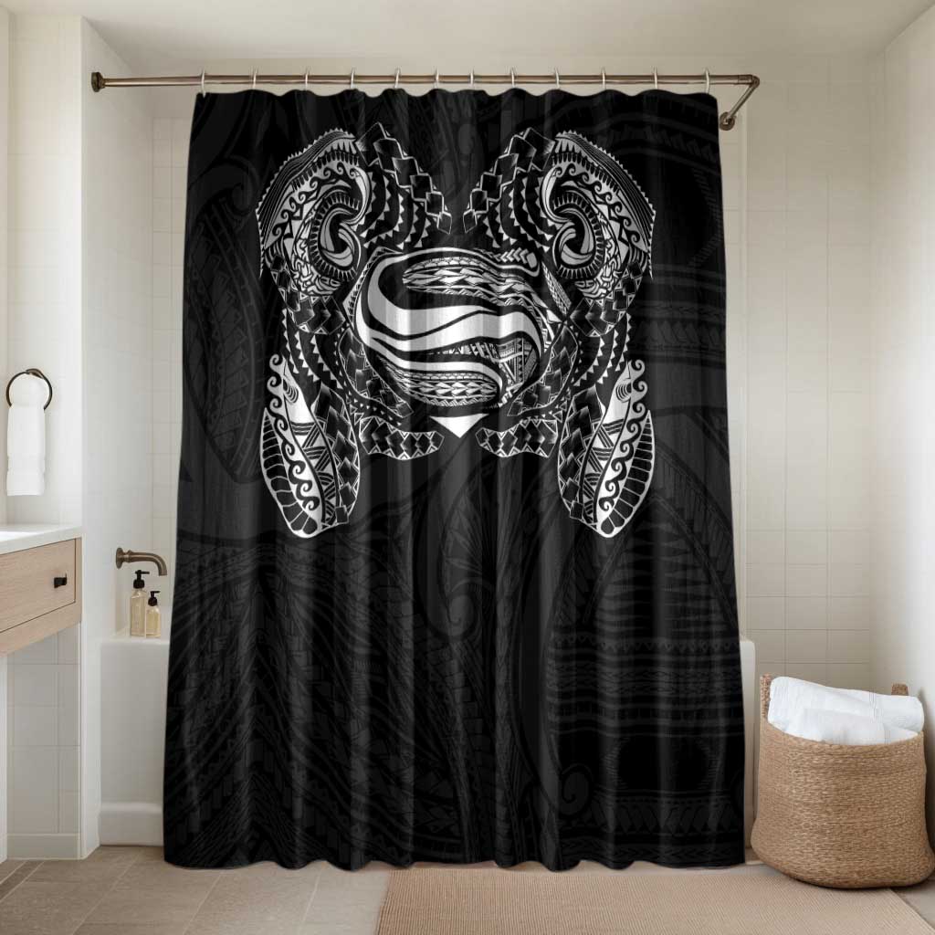 Super Samoan Traditional Tribal Art Tattoos Bathroom Set Black Color LT03 Shower Curtain Only Black - Polynesian Pride