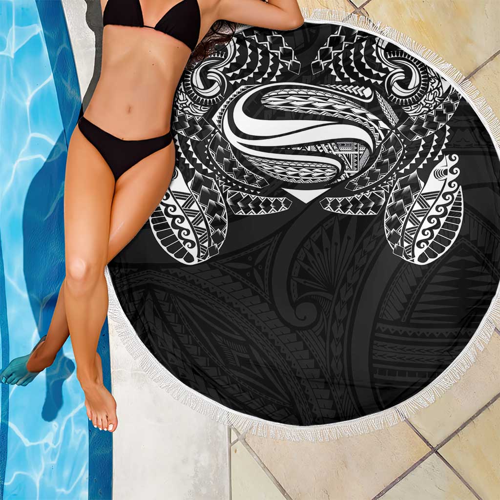 Super Samoan Traditional Tribal Art Tattoos Beach Blanket Black Color LT03 - Polynesian Pride