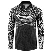 Super Samoan Traditional Tribal Art Tattoos Button Sweatshirt Black Color LT03 Black - Polynesian Pride