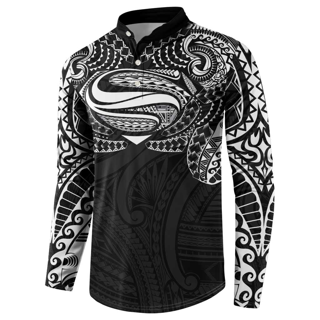 Super Samoan Traditional Tribal Art Tattoos Button Sweatshirt Black Color LT03 - Polynesian Pride