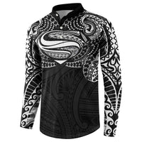Super Samoan Traditional Tribal Art Tattoos Button Sweatshirt Black Color LT03 - Polynesian Pride