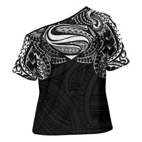 Super Samoan Traditional Tribal Art Tattoos Cross Shoulder Shirt Black Color LT03 - Polynesian Pride