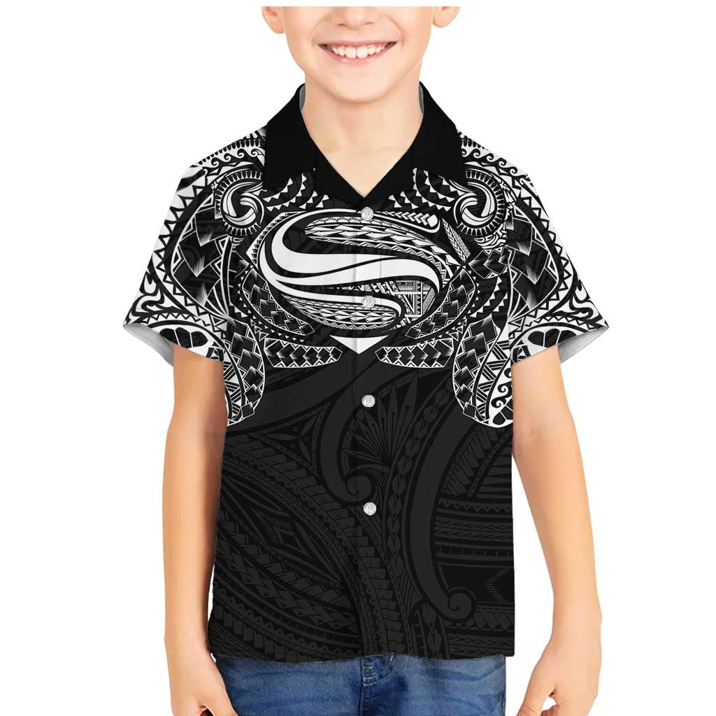 Super Samoan Traditional Tribal Art Tattoos Family Matching Mermaid Dress and Hawaiian Shirt Black Color - Polynesian Pride