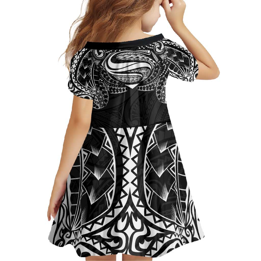 Super Samoan Traditional Tribal Art Tattoos Family Matching Summer Maxi Dress and Hawaiian Shirt Black Color - Polynesian Pride