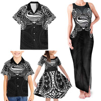 Super Samoan Traditional Tribal Art Tattoos Family Matching Tank Maxi Dress and Hawaiian Shirt Black Color - Polynesian Pride