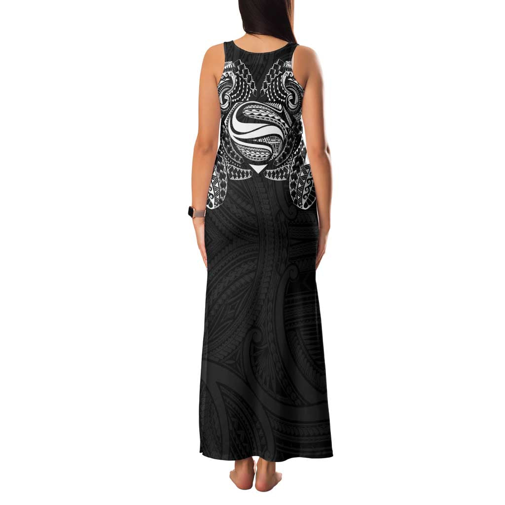Super Samoan Traditional Tribal Art Tattoos Family Matching Tank Maxi Dress and Hawaiian Shirt Black Color - Polynesian Pride