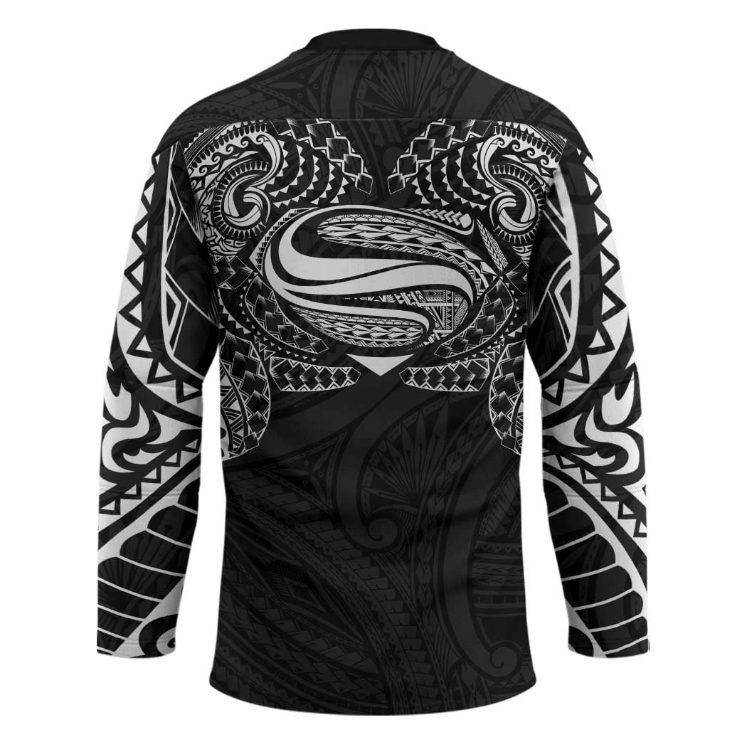 Super Samoan Traditional Tribal Art Tattoos Hockey Jersey Black Color LT03 - Polynesian Pride