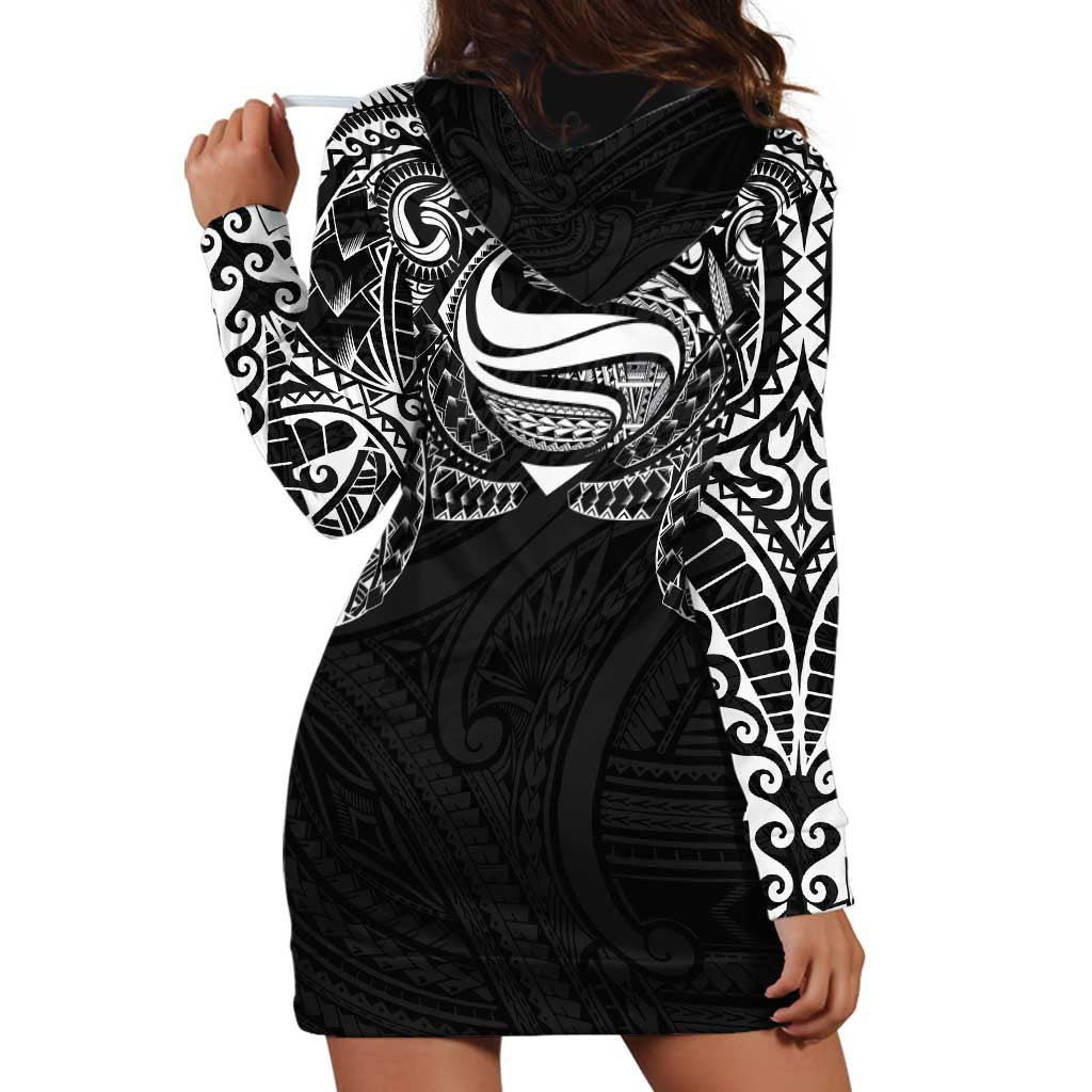 Super Samoan Traditional Tribal Art Tattoos Hoodie Dress Black Color - Polynesian Pride