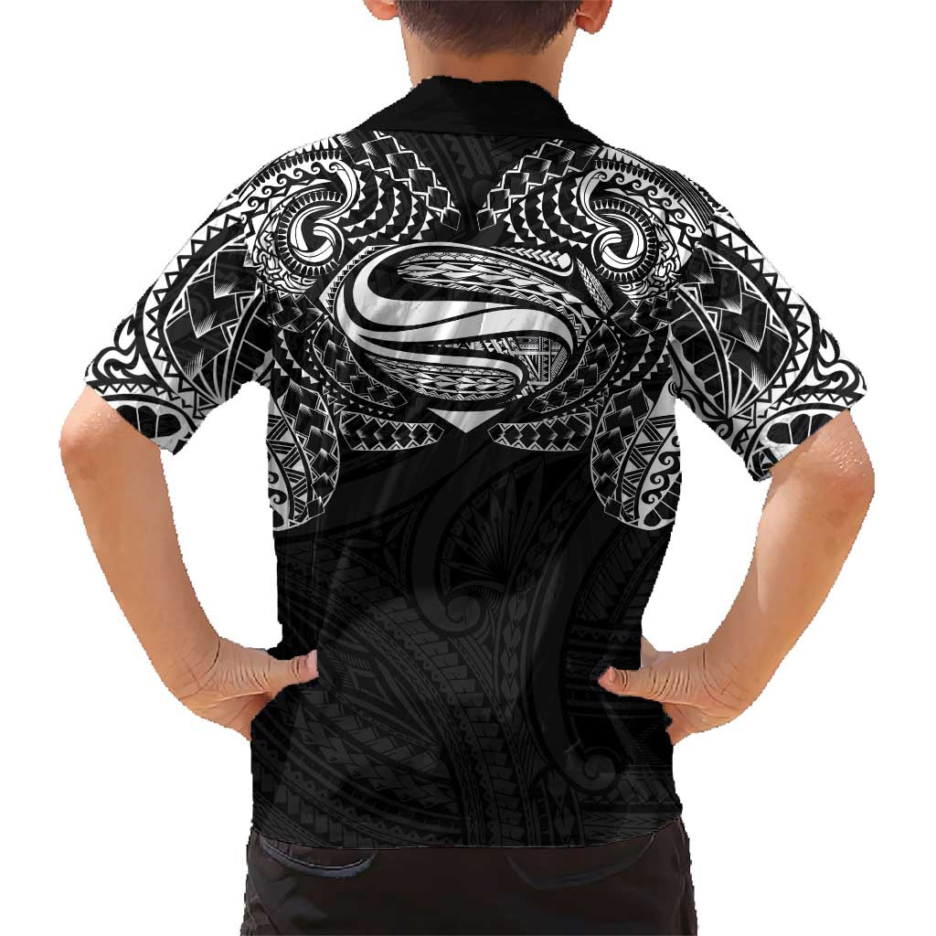 Super Samoan Traditional Tribal Art Tattoos Kid Hawaiian Shirt Black Color - Polynesian Pride