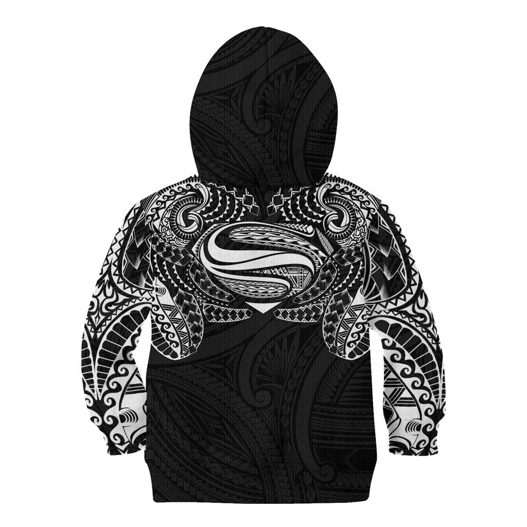 Super Samoan Traditional Tribal Art Tattoos Kid Hoodie Black Color - Polynesian Pride