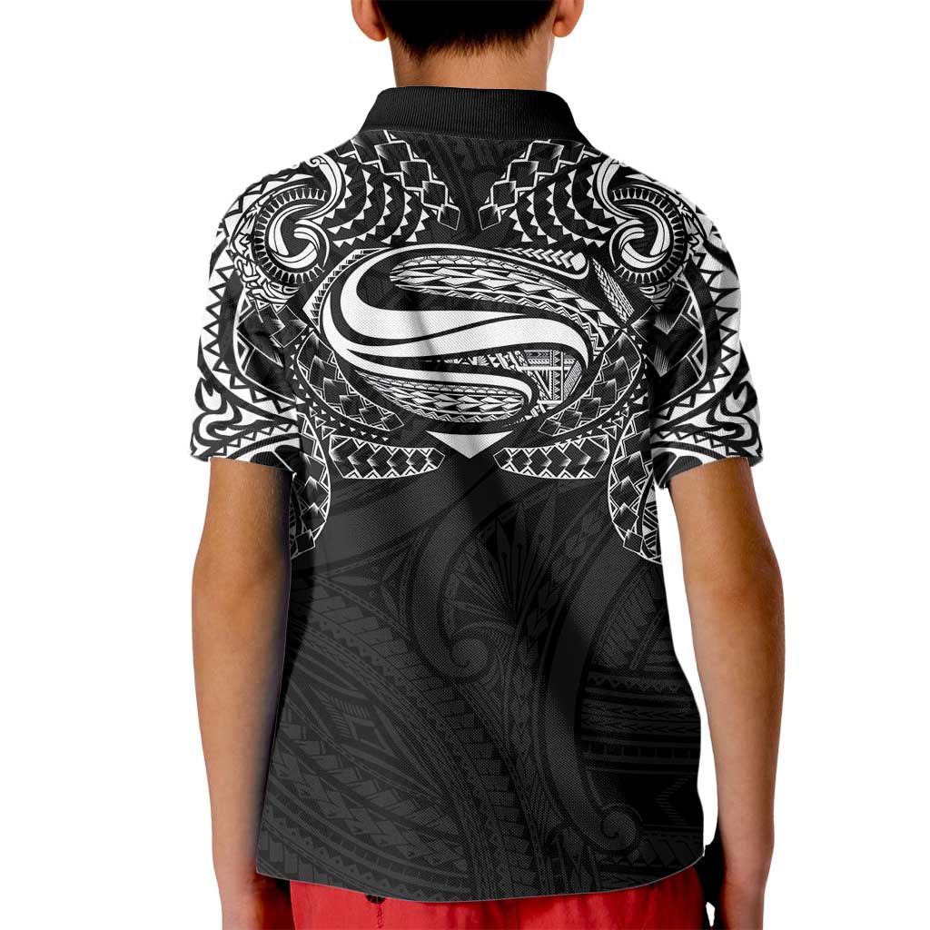 Super Samoan Traditional Tribal Art Tattoos Kid Polo Shirt Black Color - Polynesian Pride
