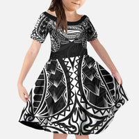 Super Samoan Traditional Tribal Art Tattoos Kid Short Sleeve Dress Black Color - Polynesian Pride