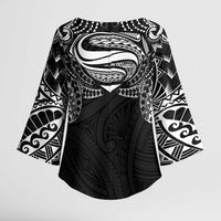 Super Samoan Traditional Tribal Art Tattoos Kimono Sleeve Blouse Black Color LT03 - Polynesian Pride