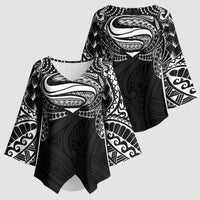 Super Samoan Traditional Tribal Art Tattoos Kimono Sleeve Blouse Black Color LT03 - Polynesian Pride