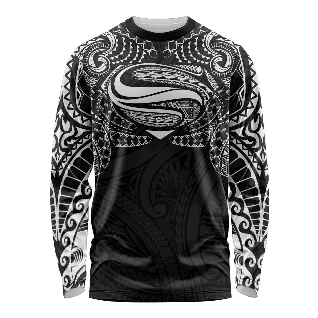 Super Samoan Traditional Tribal Art Tattoos Long Sleeve Shirt Black Color LT03 Unisex Black - Polynesian Pride