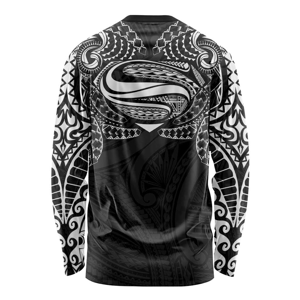 Super Samoan Traditional Tribal Art Tattoos Long Sleeve Shirt Black Color LT03 - Polynesian Pride