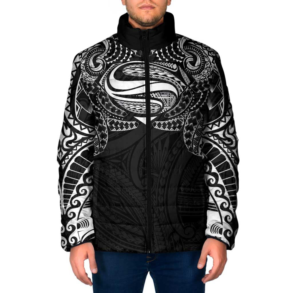 Super Samoan Traditional Tribal Art Tattoos Padded Jacket Black Color LT03 Men Black - Polynesian Pride