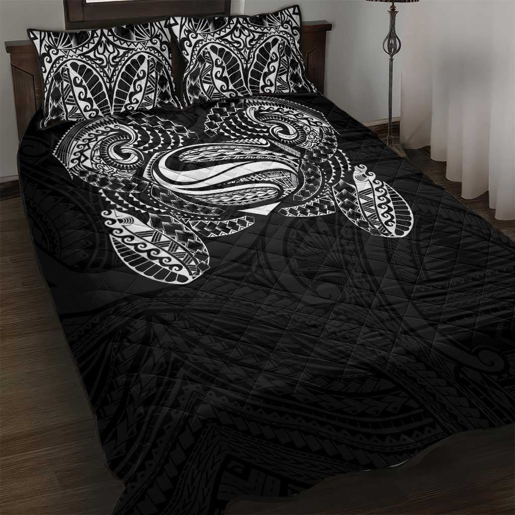 Super Samoan Traditional Tribal Art Tattoos Quilt Bed Set Black Color - Polynesian Pride