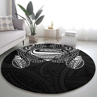 Super Samoan Traditional Tribal Art Tattoos Round Carpet Black Color - Polynesian Pride