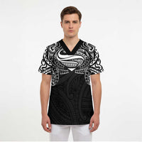 Super Samoan Traditional Tribal Art Tattoos Scrub Top Black Color LT03 - Polynesian Pride
