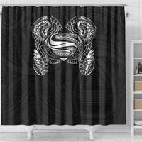 Super Samoan Traditional Tribal Art Tattoos Shower Curtain Black Color - Polynesian Pride
