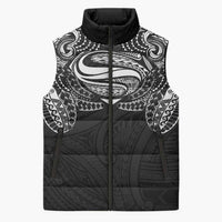 Super Samoan Traditional Tribal Art Tattoos Sleeveless Puffer Jacket Black Color LT03 Unisex Black - Polynesian Pride