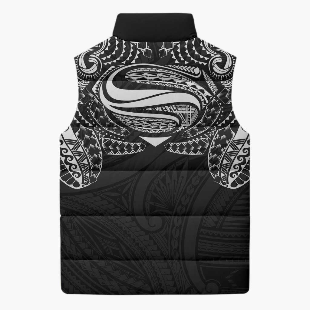 Super Samoan Traditional Tribal Art Tattoos Sleeveless Puffer Jacket Black Color LT03 - Polynesian Pride