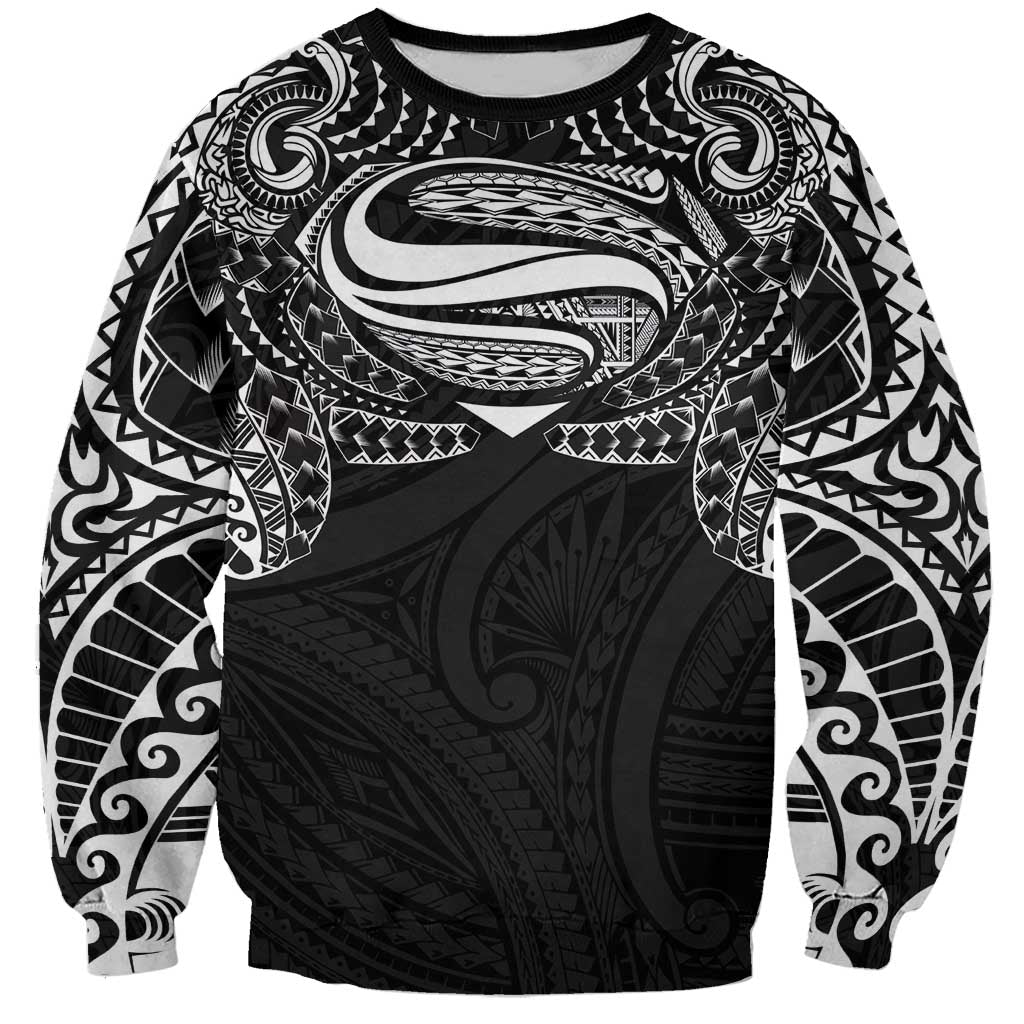 Super Samoan Traditional Tribal Art Tattoos Sweatshirt Black Color LT03 Unisex Black - Polynesian Pride
