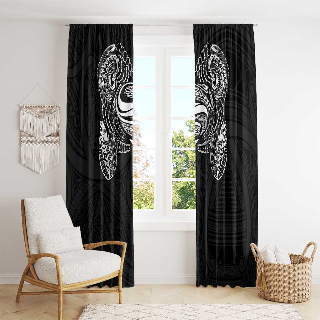Super Samoan Traditional Tribal Art Tattoos Window Curtain Black Color - Polynesian Pride