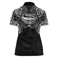 Super Samoan Traditional Tribal Art Tattoos Women Polo Shirt Black Color - Polynesian Pride