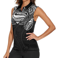 Super Samoan Traditional Tribal Art Tattoos Women Sleeveless Polo Shirt Black Color LT03 - Polynesian Pride