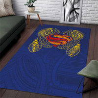 Super Samoan Traditional Tribal Art Tattoos Area Rug Blue Color - Polynesian Pride